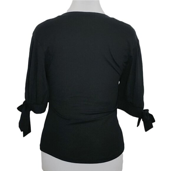 NWT I.N.C INTERNATIONAL CONCEPT Black scoop neck puff sleeve top - Picture 9 of 15